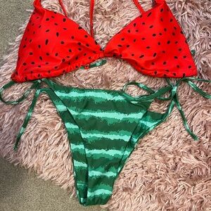 SHEIN Red and Green Watermelon Bikini size L worn once.